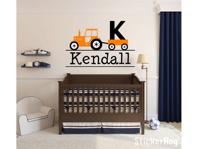 Boys Tractor Name Monogram Decal 1 Nursery Room Vinyl Wall Etsy