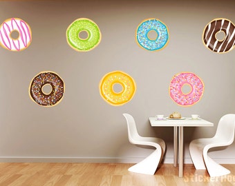 Donut Pattern Mini Wall Decals Graphic Vinyl Sticker Bedroom Living Room Coffee Shop Bakery Wall Home Decor
