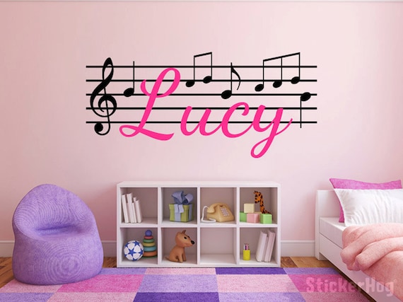 Musical Notes Name Monogram Wall Decal Boys Girls Nursery Room Vinyl Music Graphics Bedroom Decor