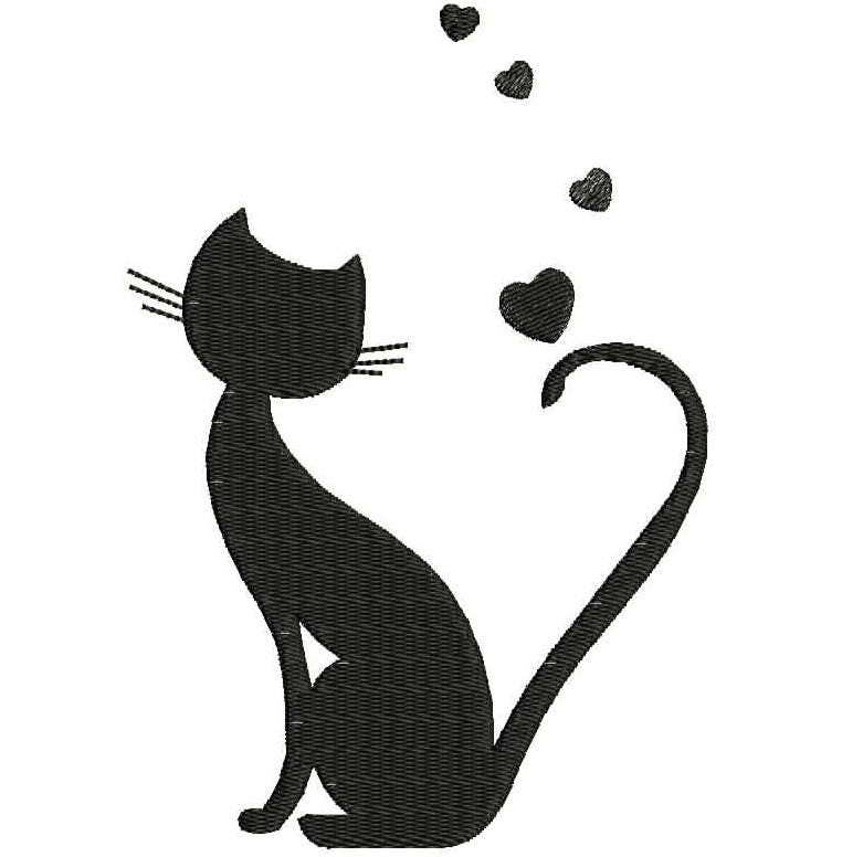 Cat with Hearts Machine Embroidery Designs Applique Etsy