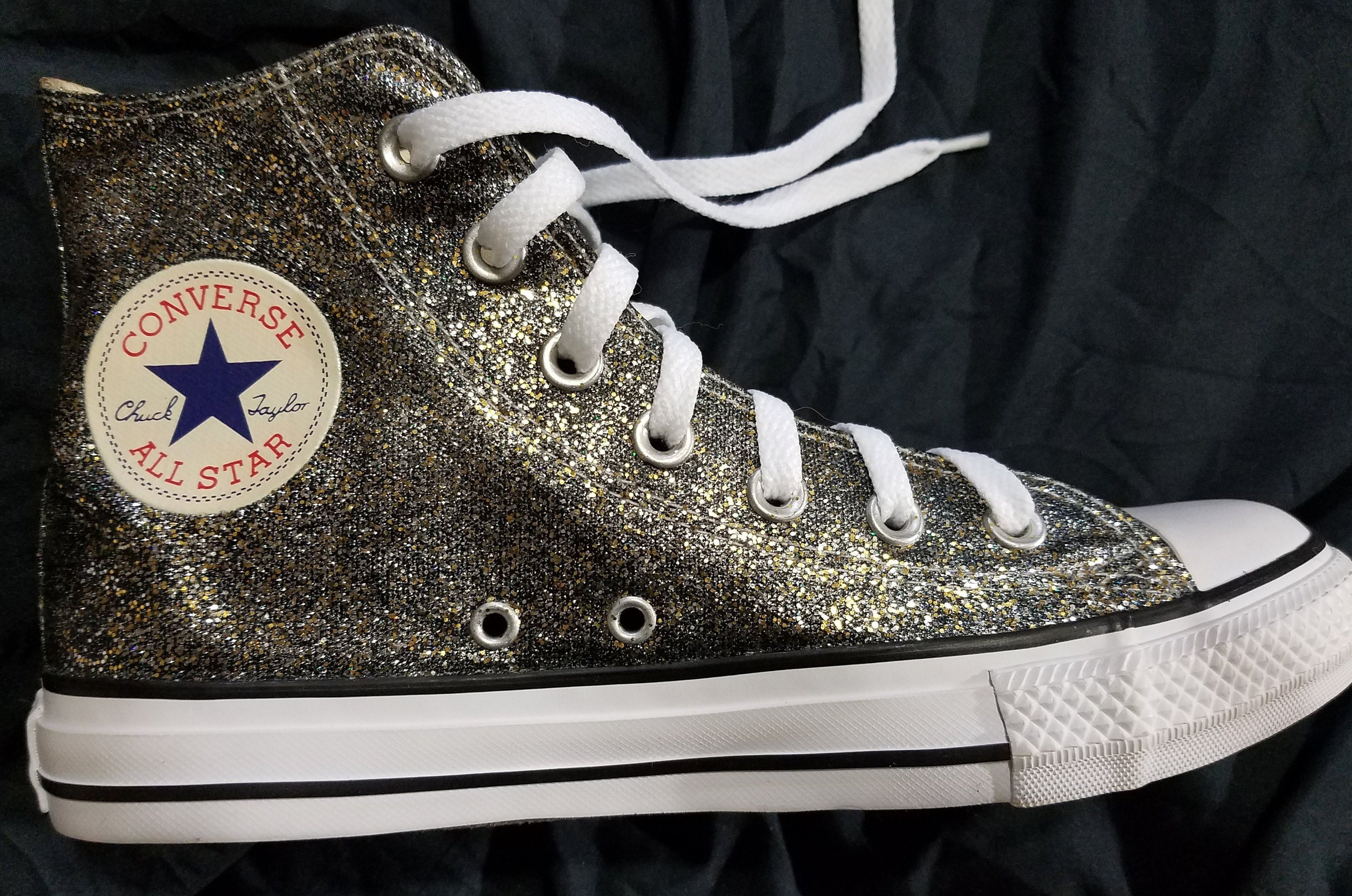 WOMEN SIZE Handpainted and Washable Glitter/sparkle Converse Chuck ...