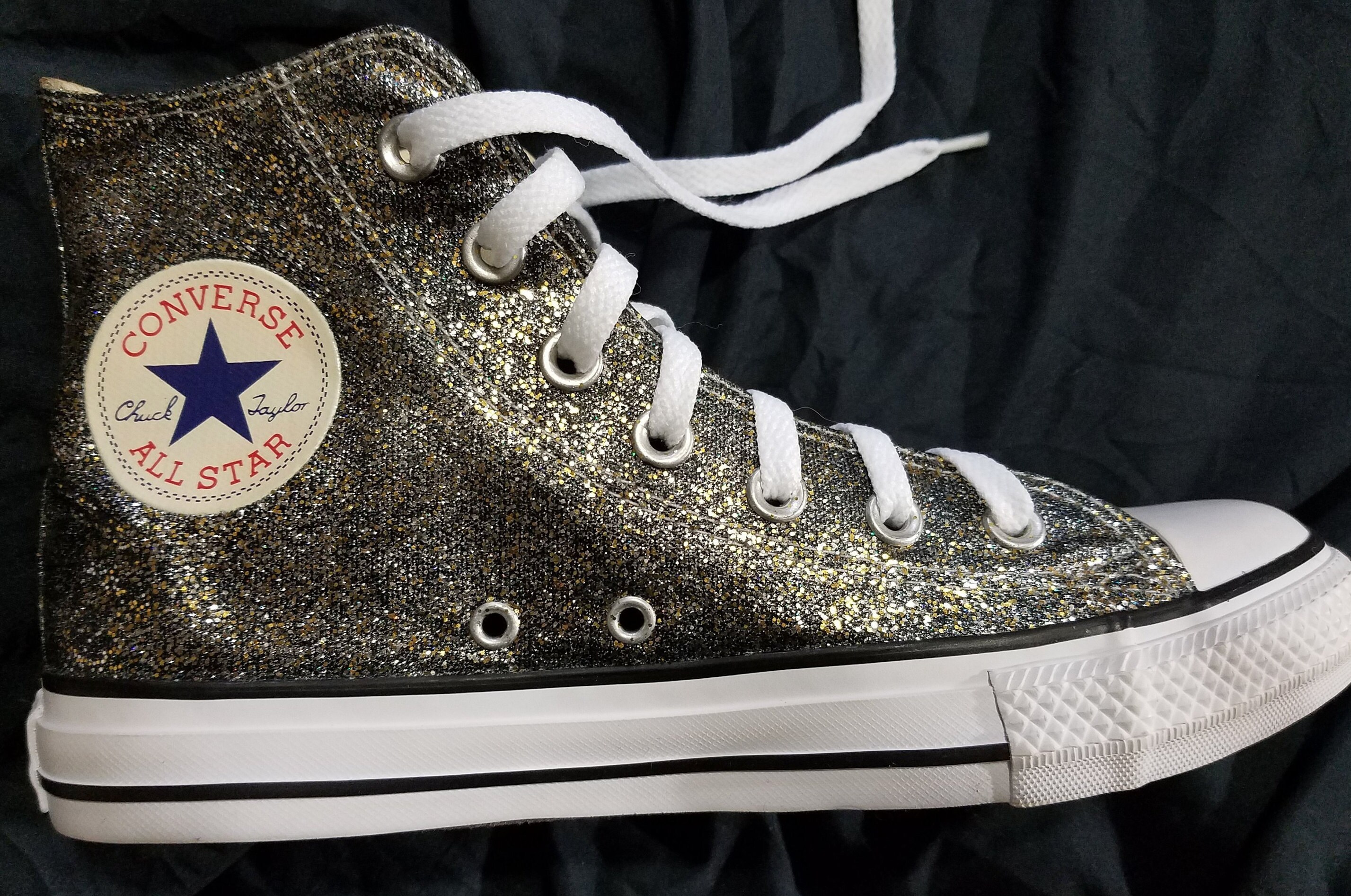 WOMEN SIZE Handpainted and Washable Glitter/sparkle Converse Chuck