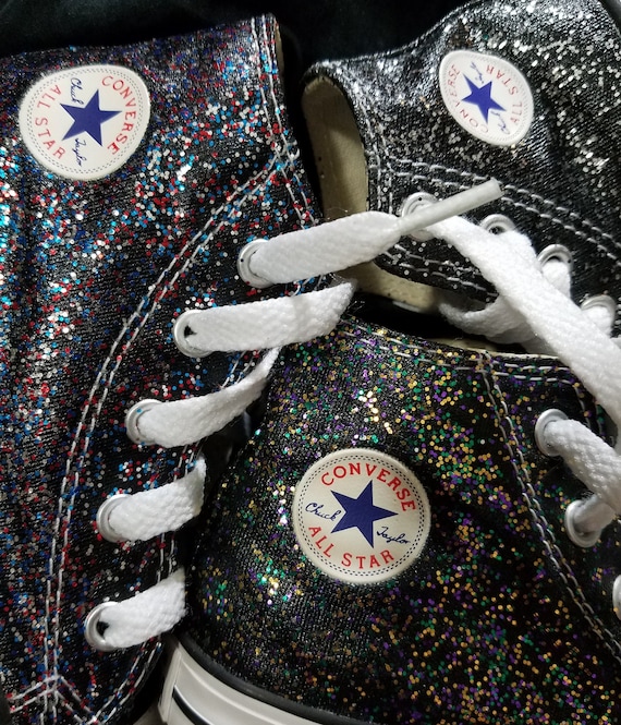 WOMEN SIZE Handpainted and Washable Glitter sparkle Converse Chuck
