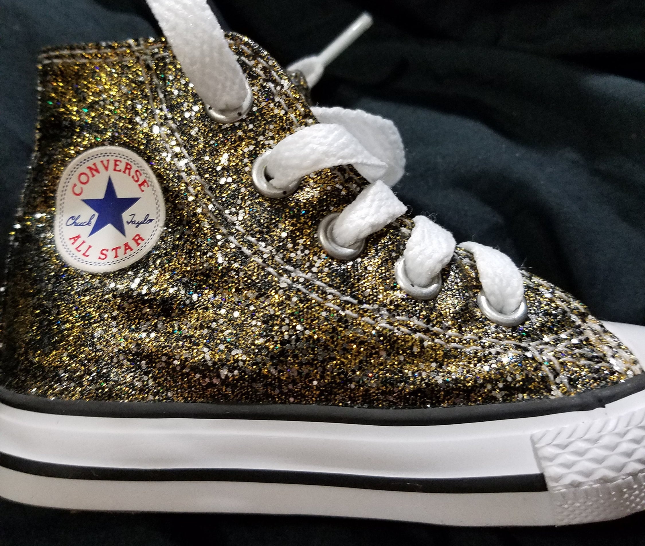 KIDS SIZE Handpainted and Washable Glitter sparkle Converse Chuck Taylors Etsy