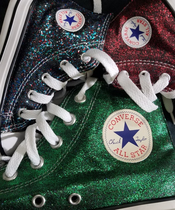 kids red glitter converse