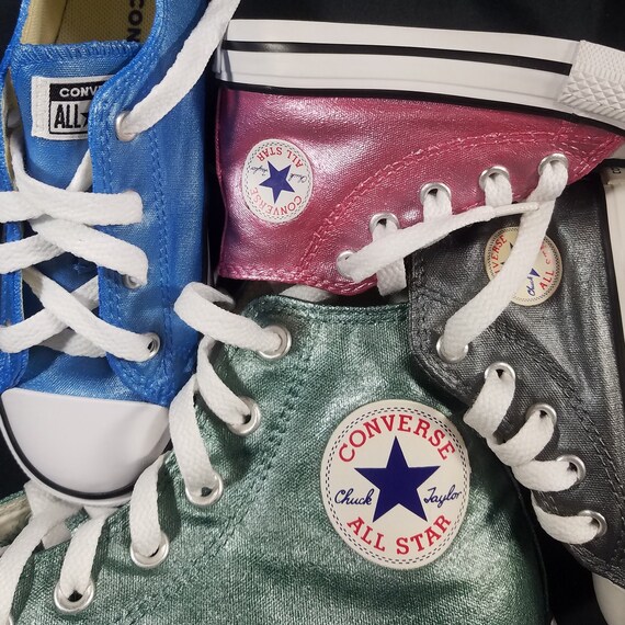 WOMEN SIZE Handpainted and Washable Metallic/shiny Converse Chuck Taylors 