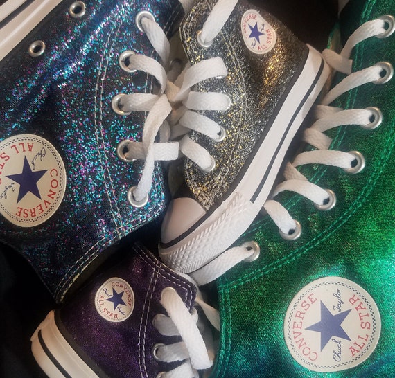 BABY SIZE Handpainted and Washable Glitter sparkle Converse Chuck