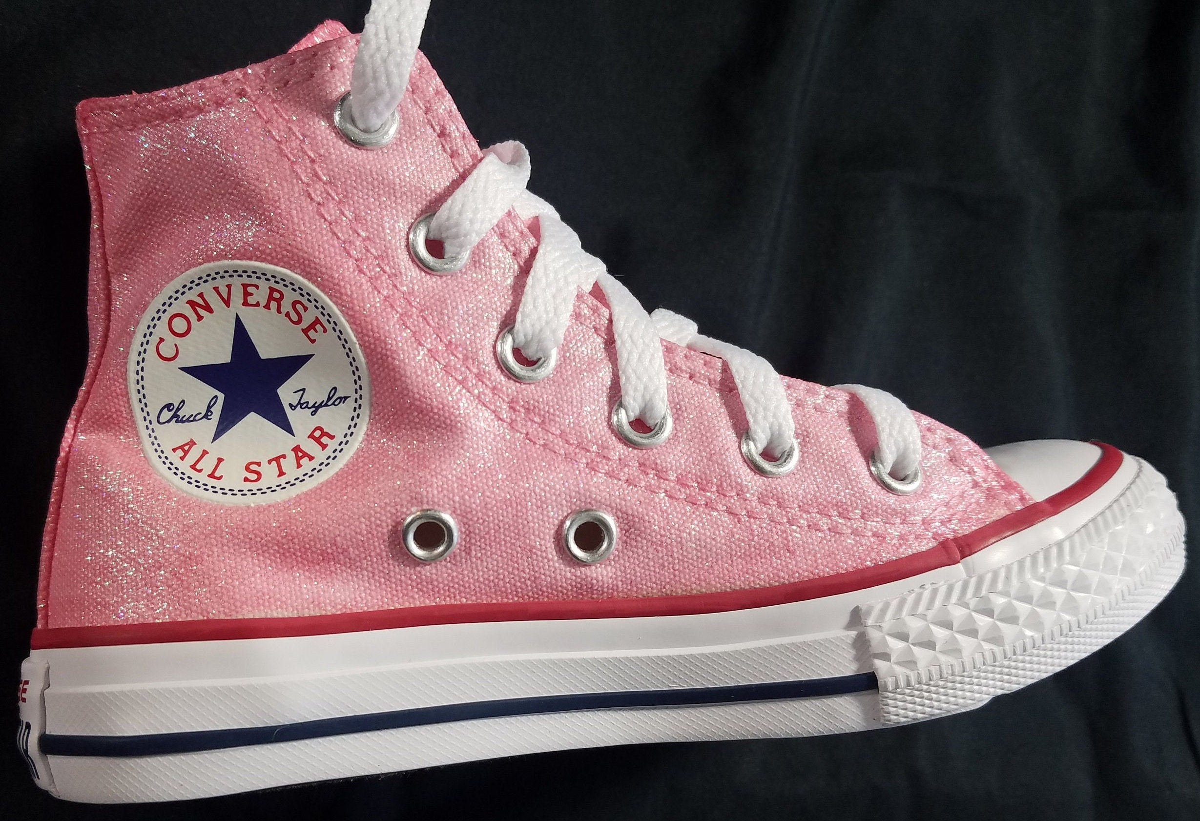 KID SIZE 11.5 MISMATCHED Handpainted Washable Sparkle Converse Chuck Taylor Hi Tops on Sale Unworn One of a Kind and Ready to Ship Etsy
