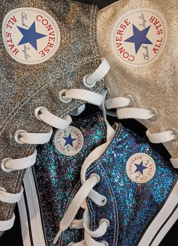 KIDS SIZE Handpainted and Washable Glitter/sparkle Converse Chuck Taylors 