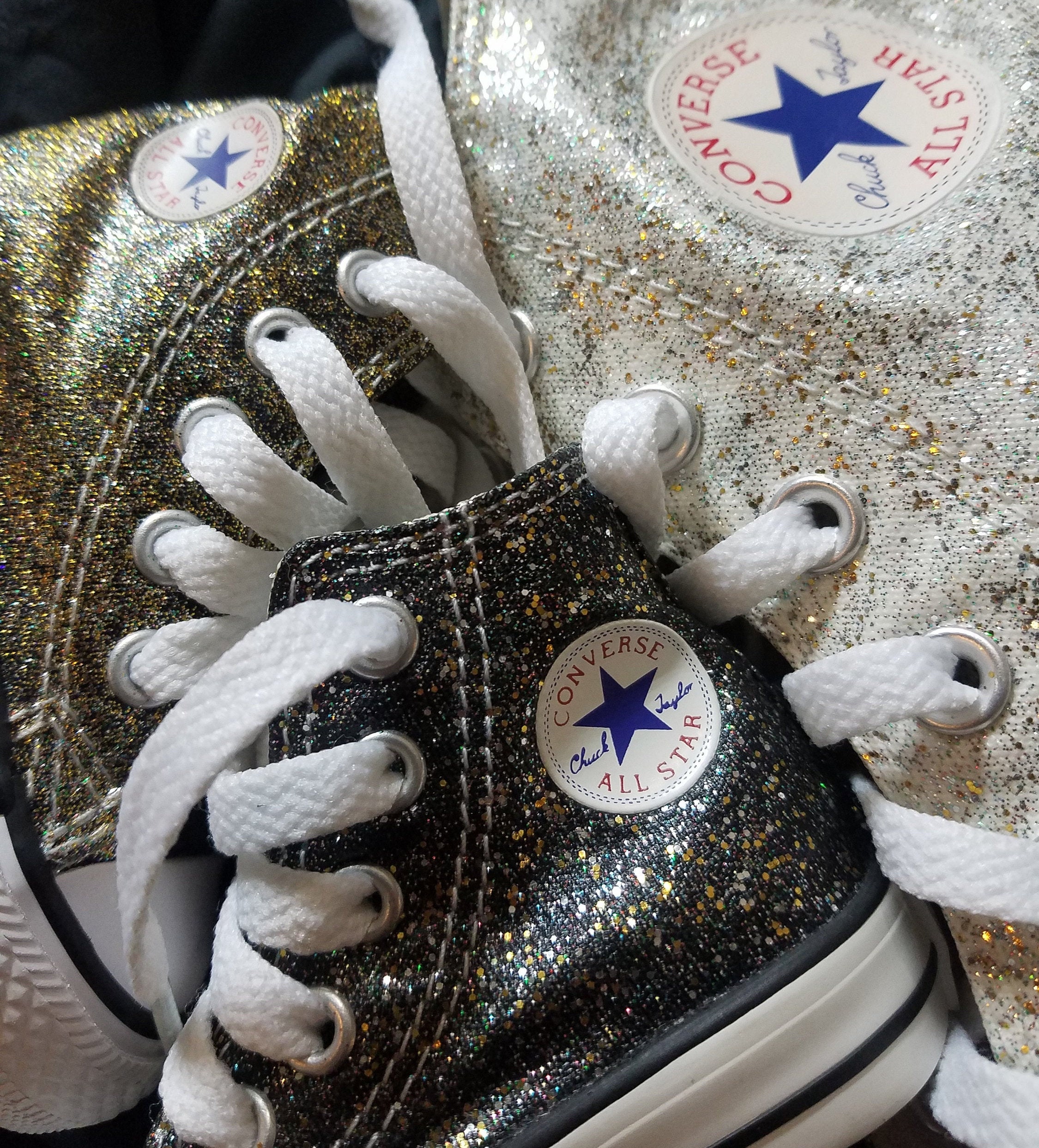 KIDS SIZE Handpainted and Washable Glitter/sparkle Converse Chuck Taylors 