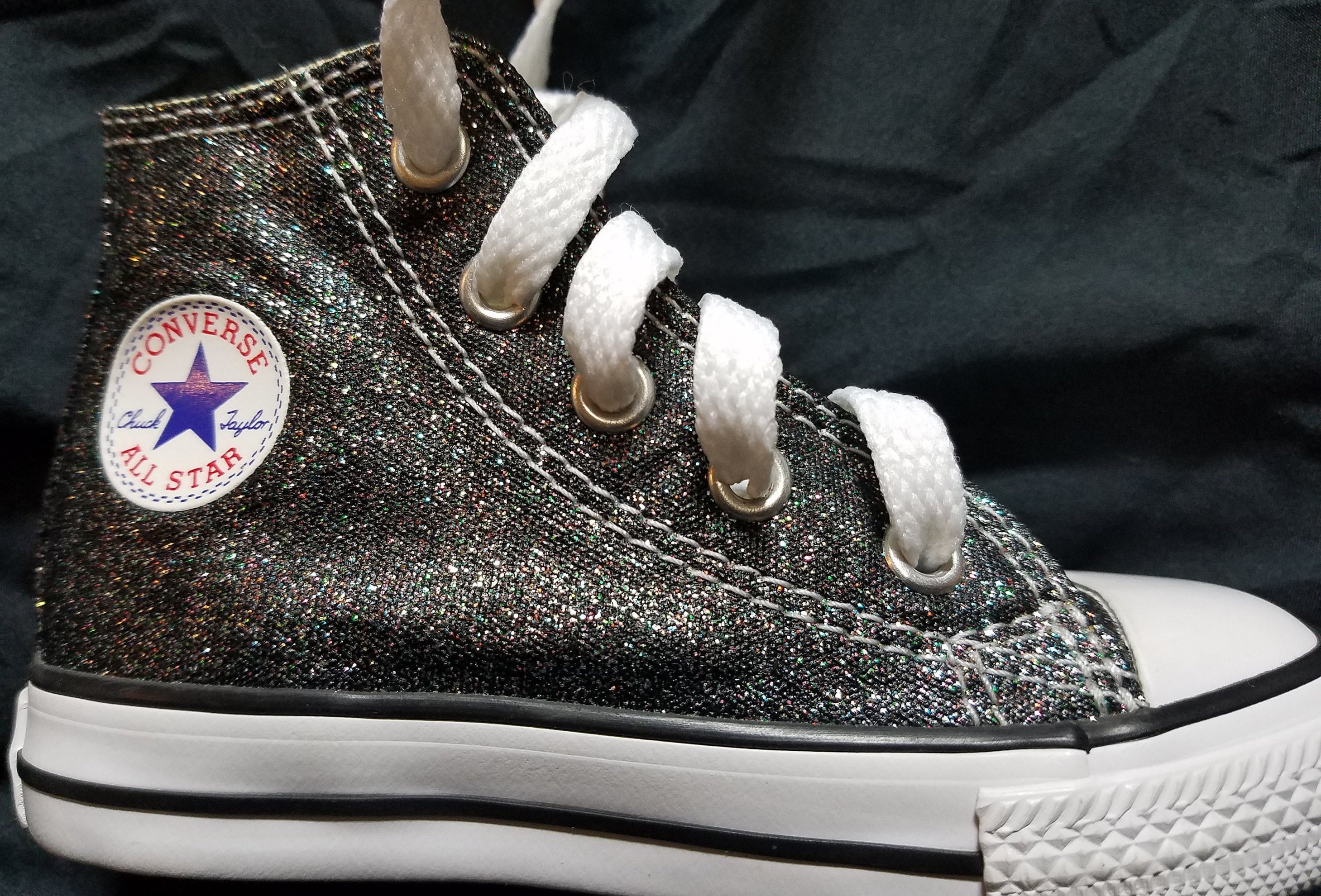 Girls silver glitter converse best sale