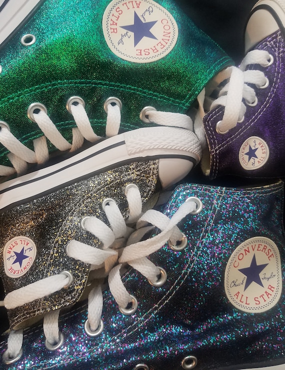 KIDS SIZE Handpainted and Washable Glitter/sparkle Converse Chuck Taylors 