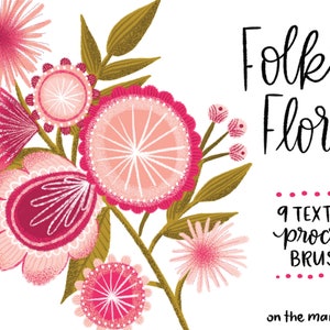 Folksy Florals Texturerade Procreate-borstar