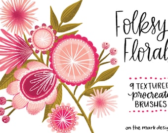 Folksy Florals Textured Procreate Brushes