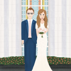 Custom Illustrated Wedding Portrait - Anniversary Portrait - Gift - Digital Illustration