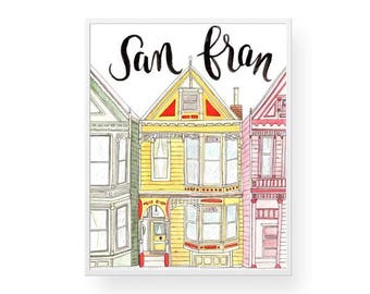 San Fran Buildings Watercolor Wall Art - Print