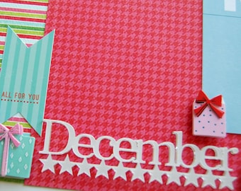 Premade Double Scrapbook Page 12x24 Layout called "December Holiday Merriment" We Believe in Santa, Opening Presents, Christmas Morning