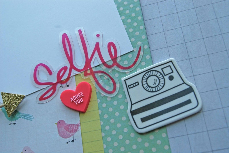 Scrapbook Page Premade 12x12 Scrapbook Layout called Sweetest Selfie My Heart Taking Pictures I Adore You Snapchat Girls Love Photos