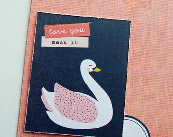 12x12 Premade Single Scrapbook Page Layout called "Love You Mean It" Unique Handcrafted Page for a Scrapbook Album