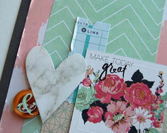 Premade Single Scrapbook Page 12x12 Layout called "Make Today Great" Extraordinary Moments, Love This Life, Lovely Little You