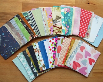 Destash-50 count Randomly Selected 3x4 Patterned Paper Cards, Your Choice of Rounded or Square Corners