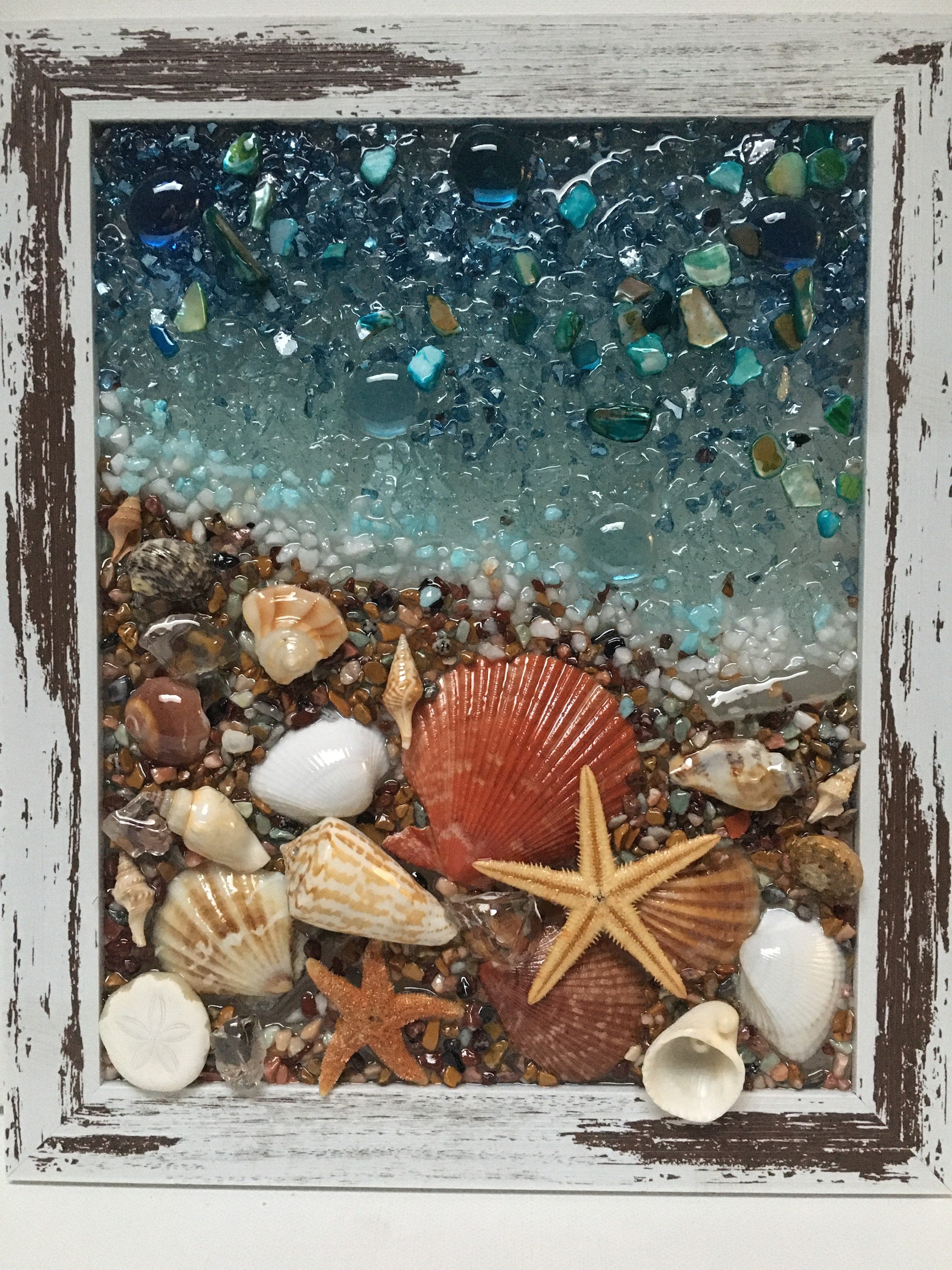 Coastline Seascape/seascape Window/beach Shell Art/nautical Decor/beach ...