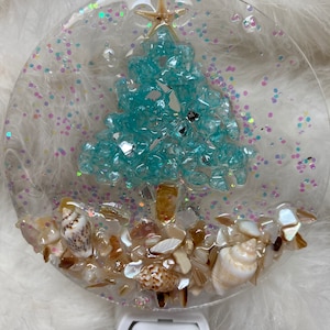 Christmas night light/ocean night light/coastal nightlight/beach holiday nightlight/christmas tree night light/aqua nightlight/holiday decor
