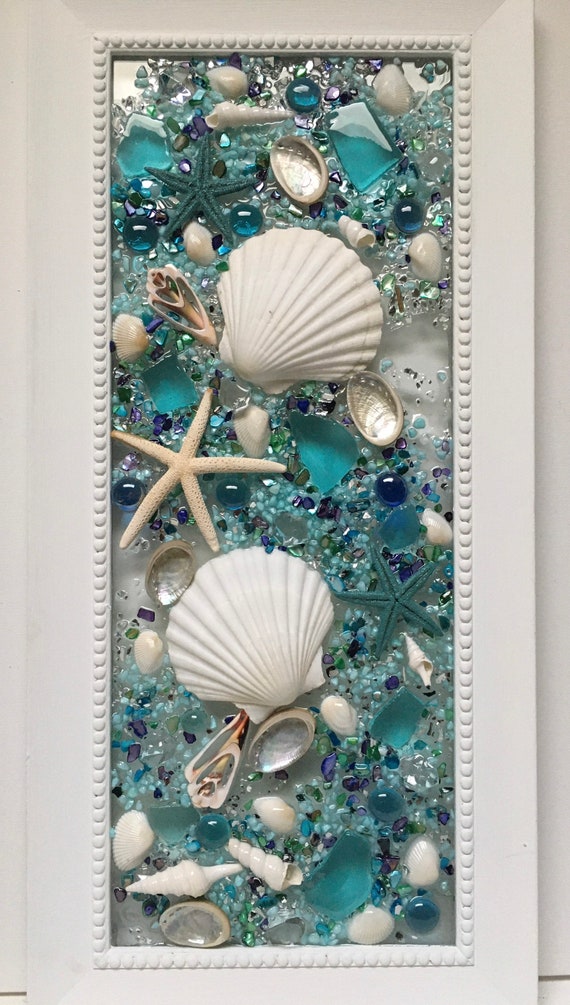 Seashell Decor/seaglass Wallart/beach Wall Art/coastal Decor/ocean Themed  Art/wall Art With Seashells/glass Wall Art/seashell Art for Wall 