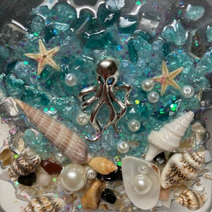 Octopus night light/coastal night light/octopus nightlight/octopus decor/beach nightlight/nautical night light/sea glass night light/octopus