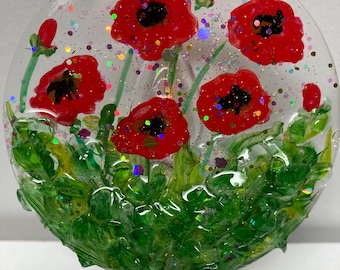 Poppy flower night light, Red Poppy flowers,California poppies,California flowers,Poppy decor,poppy lover gift,hand painted poppy nightlight