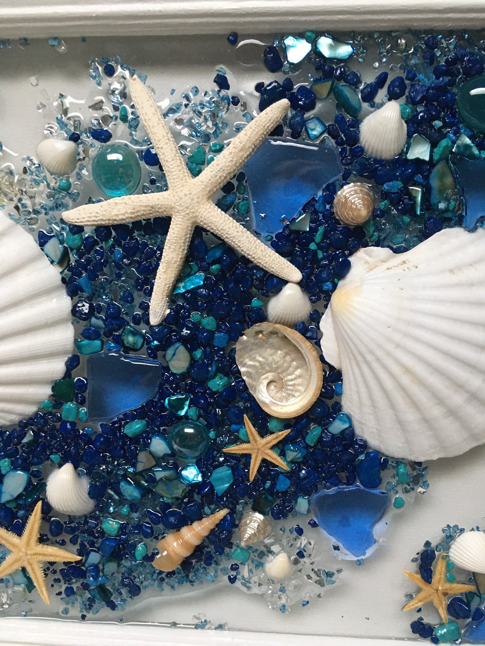 Ocean Blue Wall Art/ocean Seashell Window/seashell Decor/beach Etsy