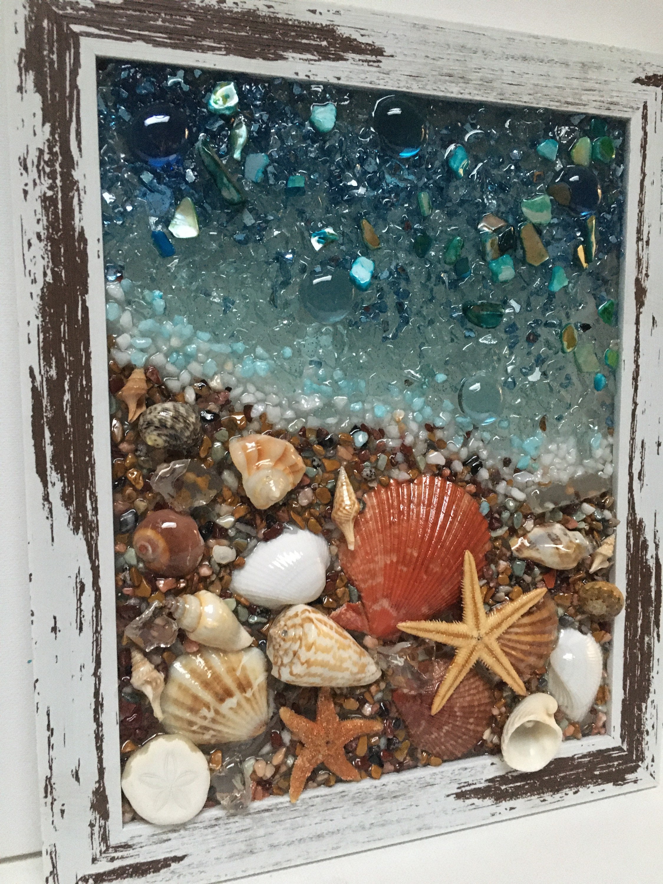 Coastline Seascape/seascape Window/beach Shell Art/nautical Decor/beach ...