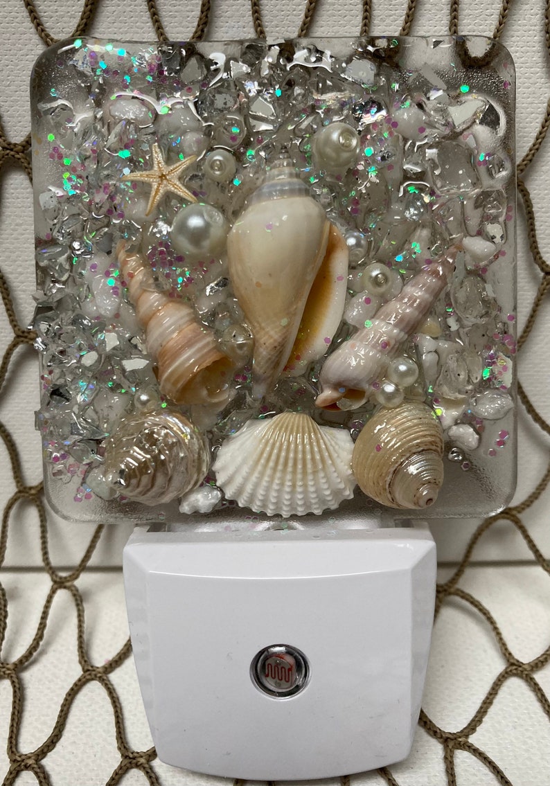 Led Nightlight Shell Coastal Nightlight/crystal Nightlight/shell Nightlight/wall Light/night ...