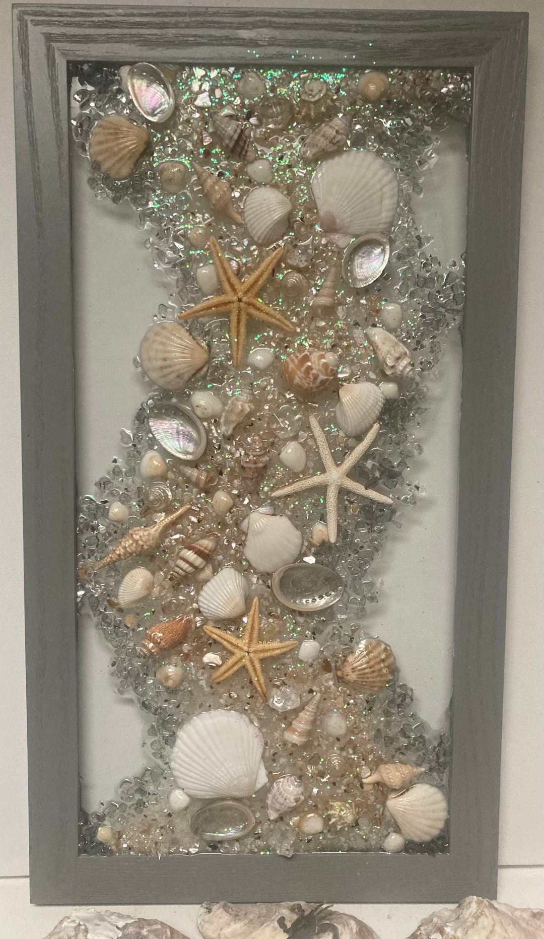 Seashell Decor/wall Art With Seashells/coastal Decor/seashell Framed