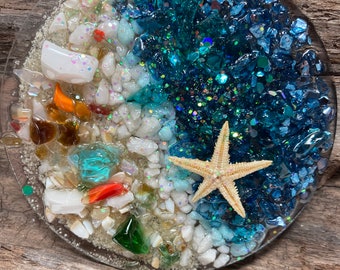 Sea Glass beach ornament, sea glass sun catcher, beach glass ornament, coastal ornament, coastal sun catcher, sea glass collector ornament