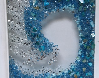 Shimmering ocean wave, ocean wave, coastal wave decor, wave window, resin wave window, tropical decor, beach wave, blue sea wave art, wave