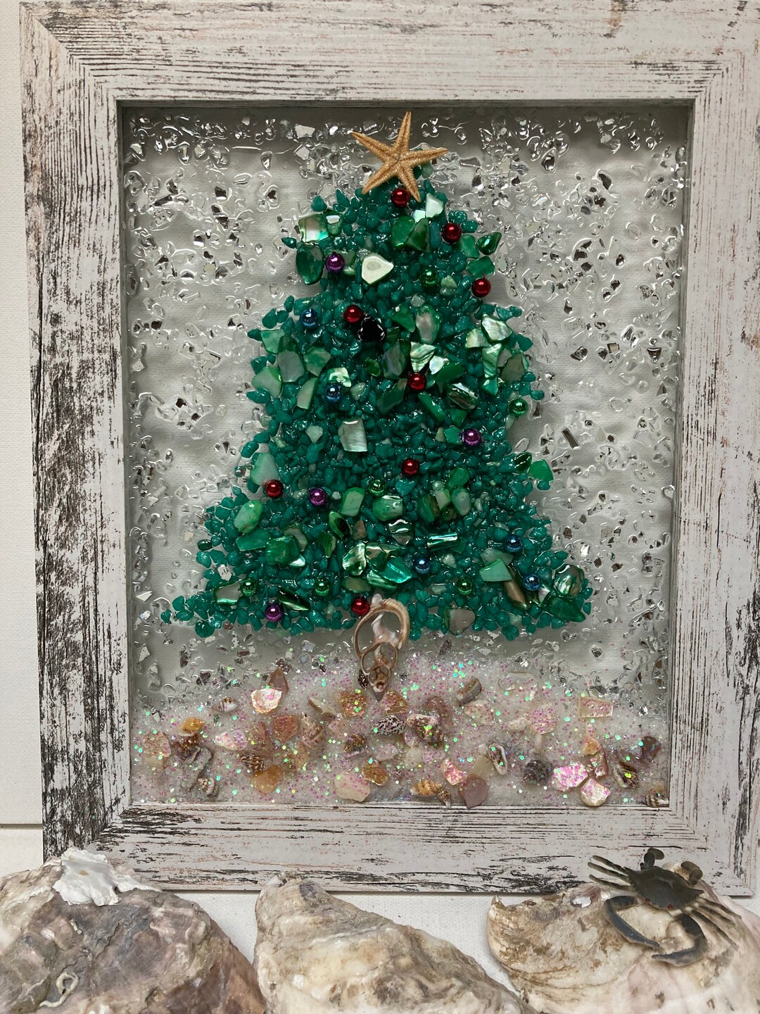 Seashell Tree for Coastal Decor, Coastal Christmas Wall Hanging, Beach