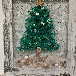 Seashell tree for coastal decor, coastal Christmas wall hanging, beach Christmas decor, seaglass Christmas decor,beach themed Christmas