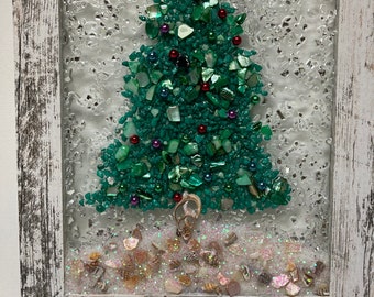 Seashell tree for coastal decor, coastal Christmas wall hanging, beach Christmas decor, seaglass Christmas decor,beach themed Christmas