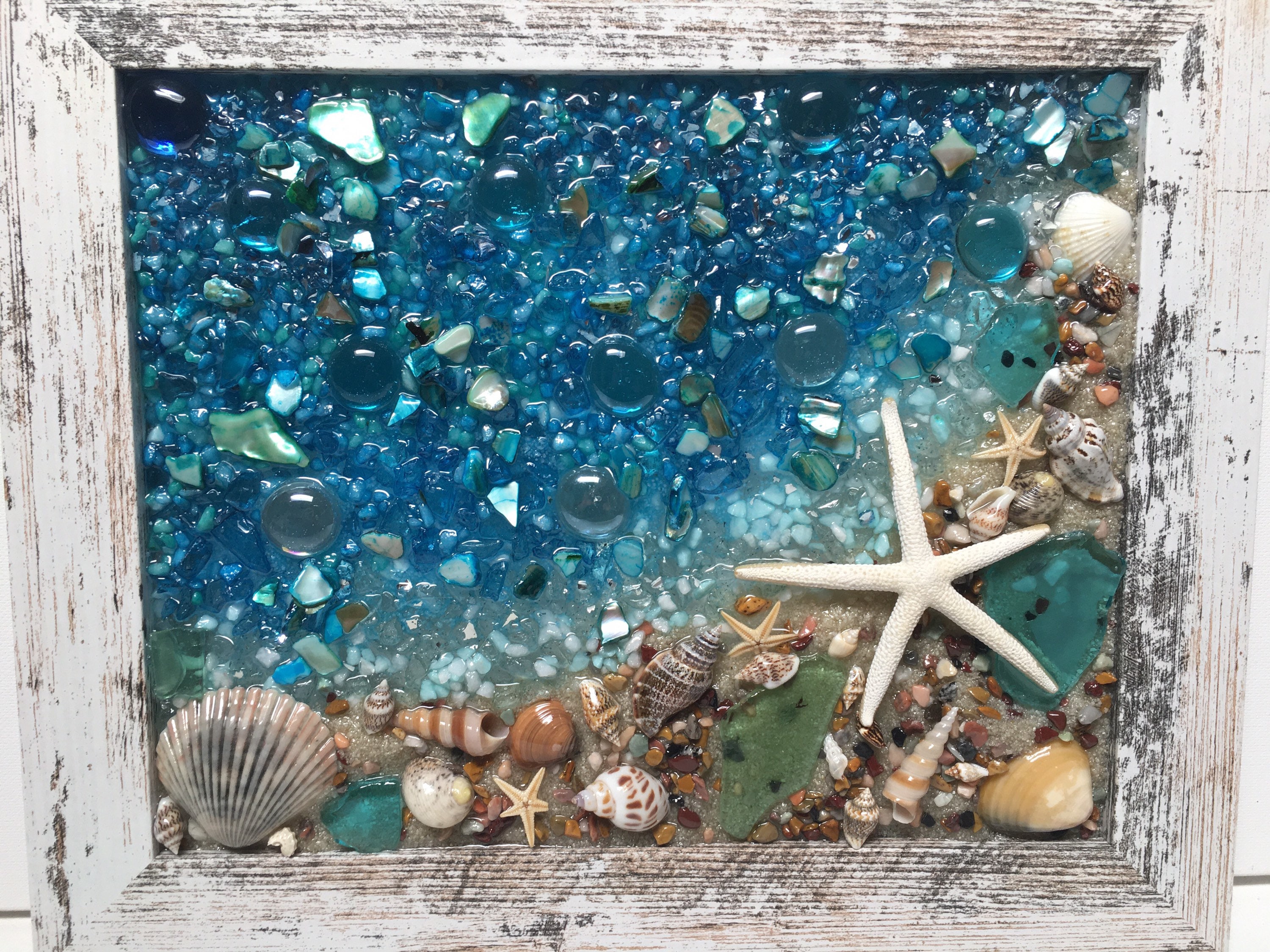 Coastline Seascape, Seascape Window, Beach Glass Art, Sea Glass Art ...