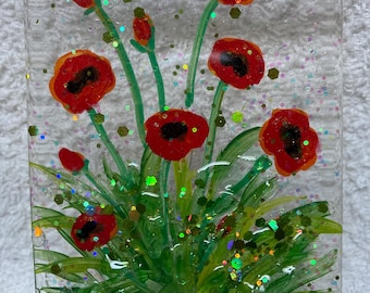Poppy fields night light, poppy flower nightlight, red poppy flowers, California poppy,  plug in night light, night light with flowers