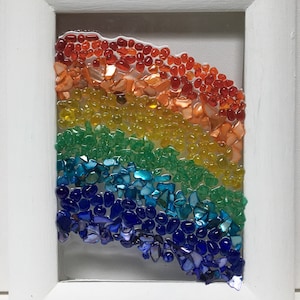 Rainbow window, rainbow art, LGBT art, Pride art, seaglass art, glass wall art, Pride LGBT decor, nursery decor, rainbow wall art, rainbow