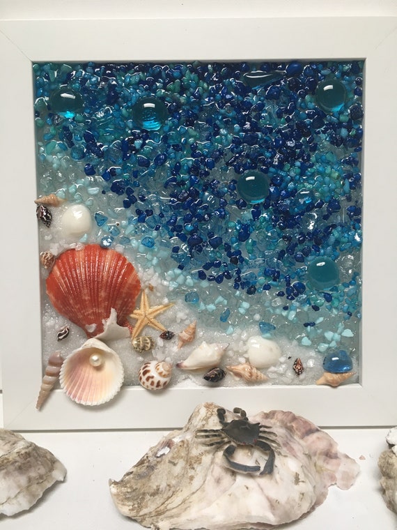 Coastline beach decor coastal sea glass art beach decor wall art coastal wall art beach resin art ocean wall art beach window ocean art Etsy Polska