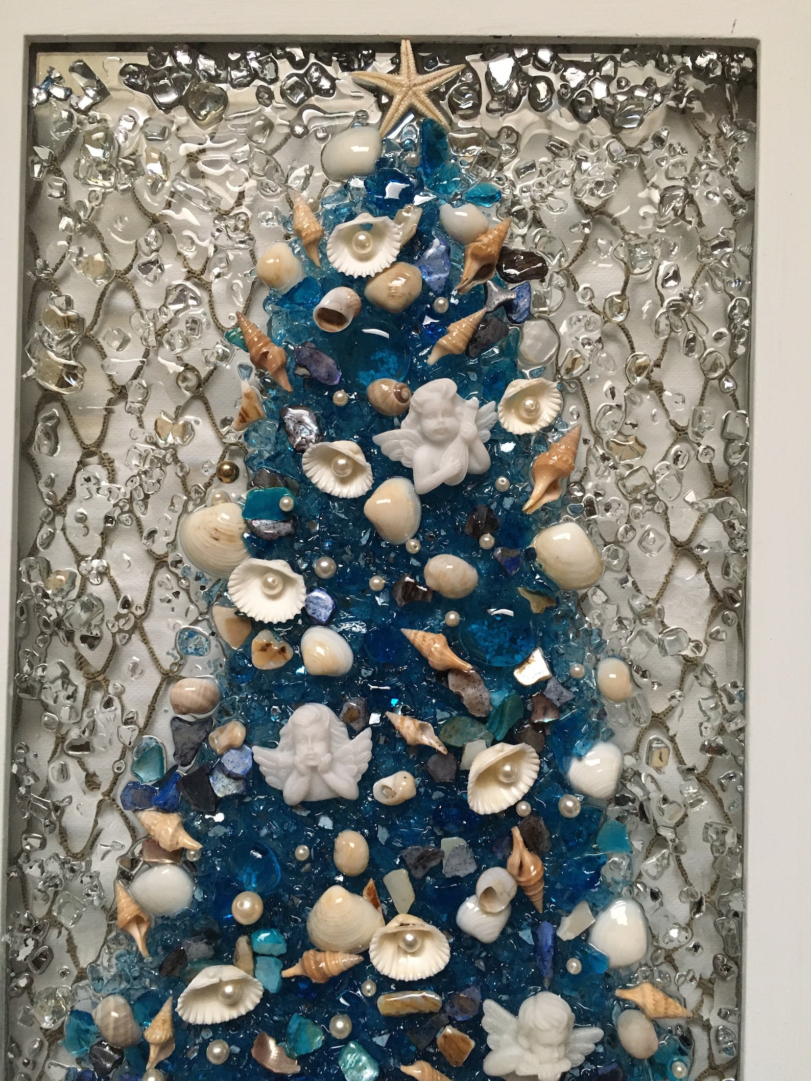 Blue Beach Glass Christmas Tree Christmas Tree With Angels Etsy