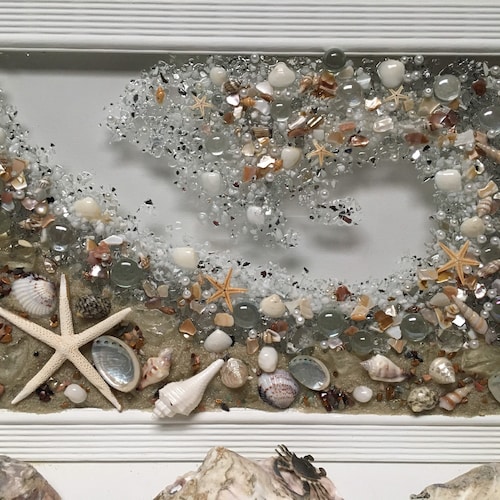 White Crystal & Seashell Ocean Wave/crystal Coastal Window/white