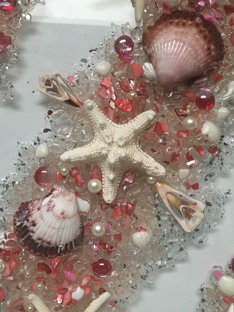 Coral Seashell & Crystal Wall Hanging for Beach/ocean Seashell Etsy