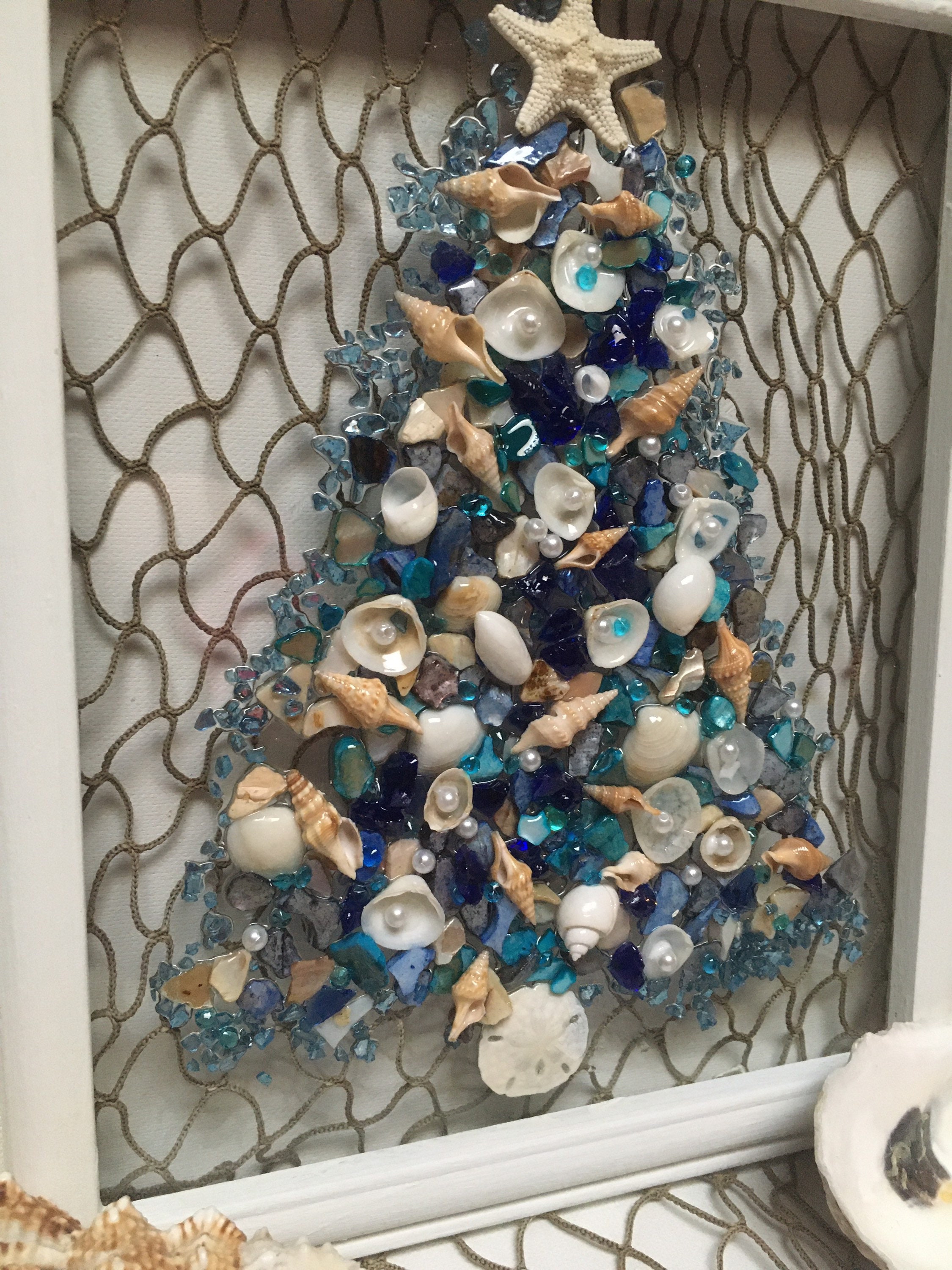 Coastal Christmas Decor, Blue Christmas Tree, Holiday Decor for