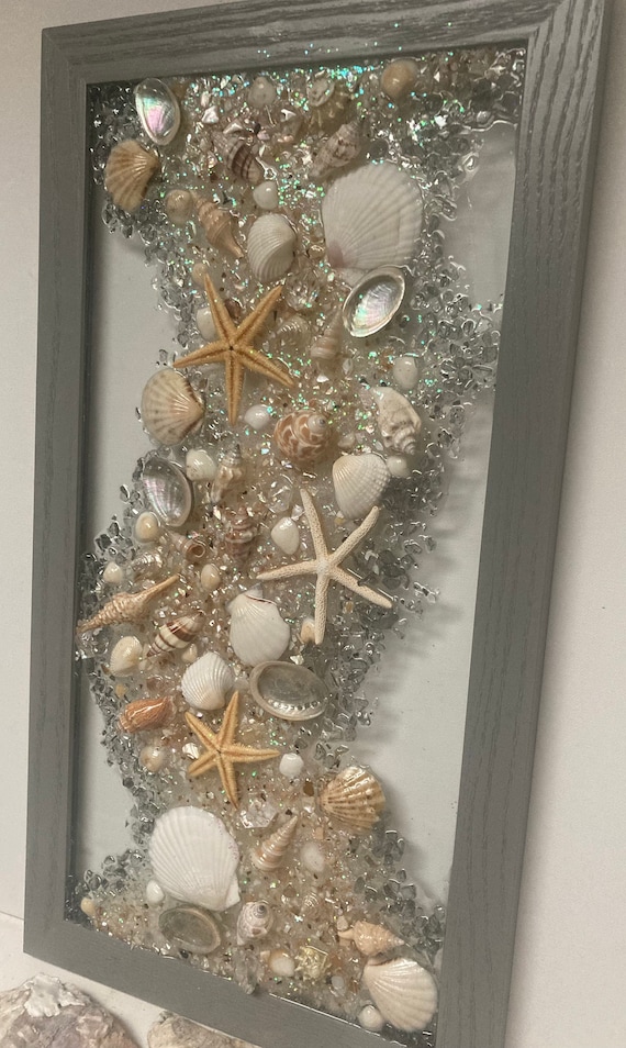 DIY Nautical Wall Art from Scrap Wood with a Center Flower Made from Shells  - part 2 