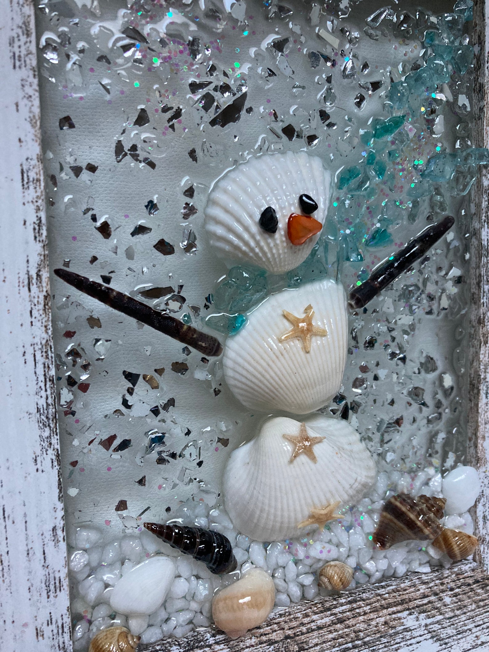 Seashell Snowman/coastal Snowman/beach Snowman/holiday Snowman Etsy