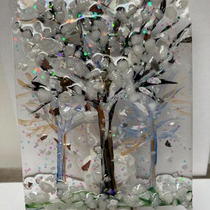 Winter trees nightlight, winter nightlight, frosted nightlight, plug in nightlight, white Christmas nightlight,  frosted forest nightlight